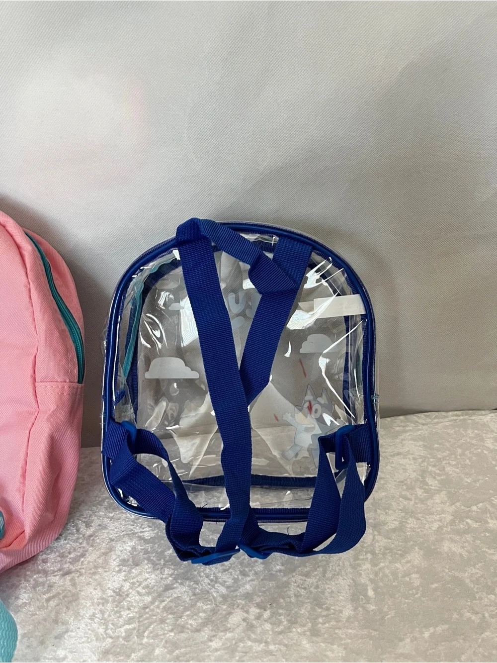 Two Mini Backpack Peppa Pig and Bluey Clear Bag Pink/Blue For Kids